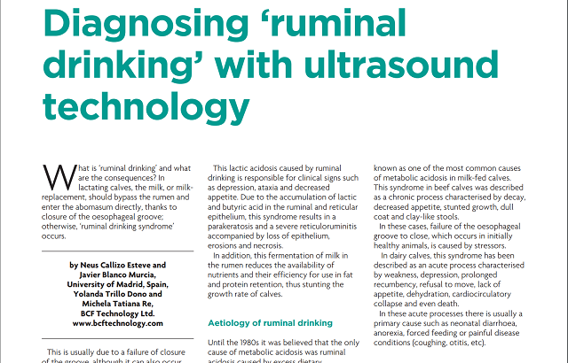 Diagnosing ruminal drinking article